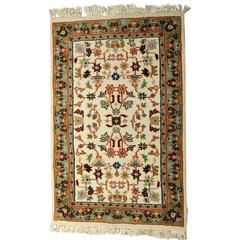 Hand-Knotted Indo Tabriz Floral Rug