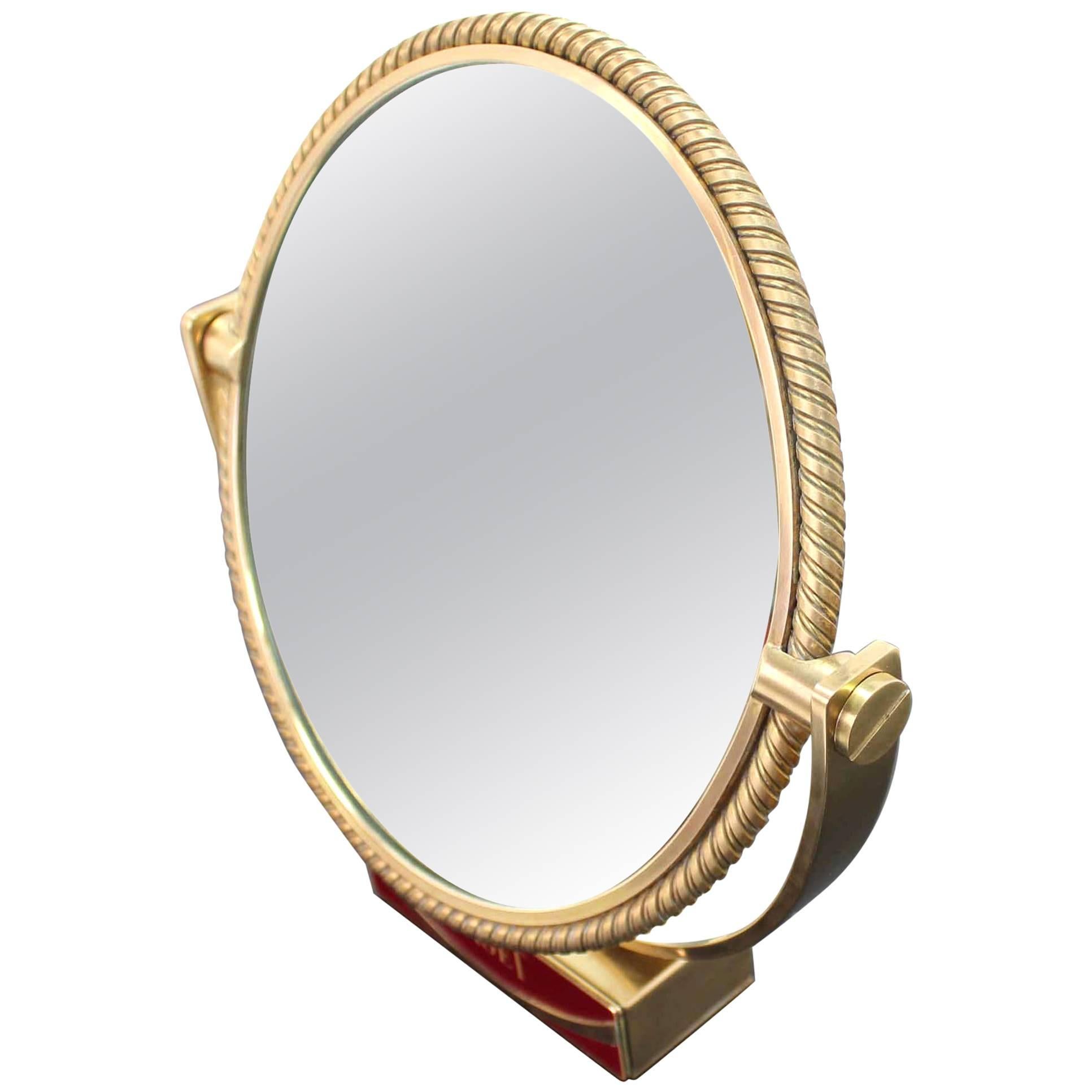 Heavy Solid Bronze Swiss Made Shaving Mirror For Sale at 1stDibs