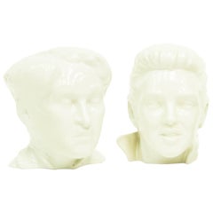 1970s Elvis Presley & Charlie Chaplin Ceramic Busts for Flesh Pots