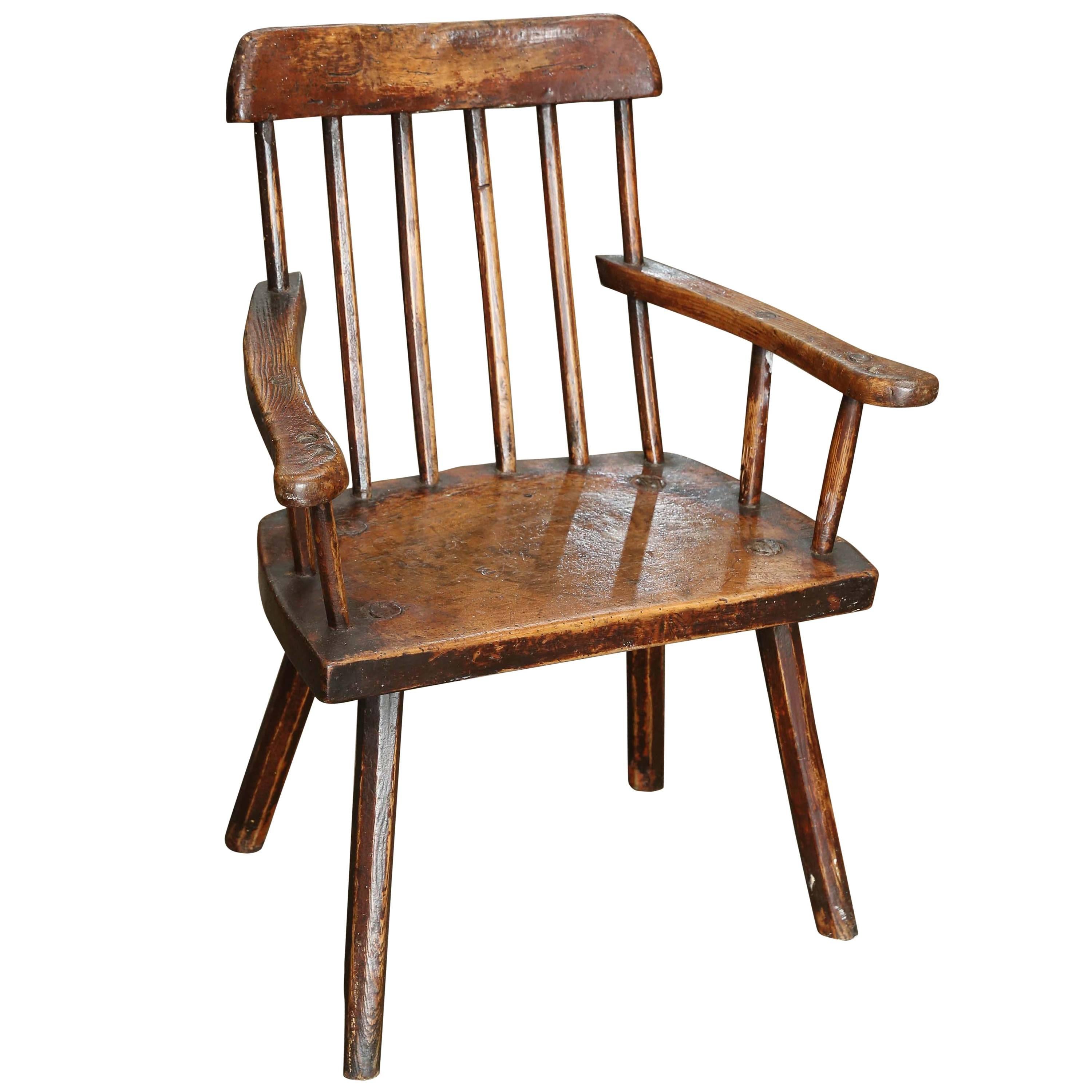 18th Century Folk Art Welsh Stick Chair For Sale