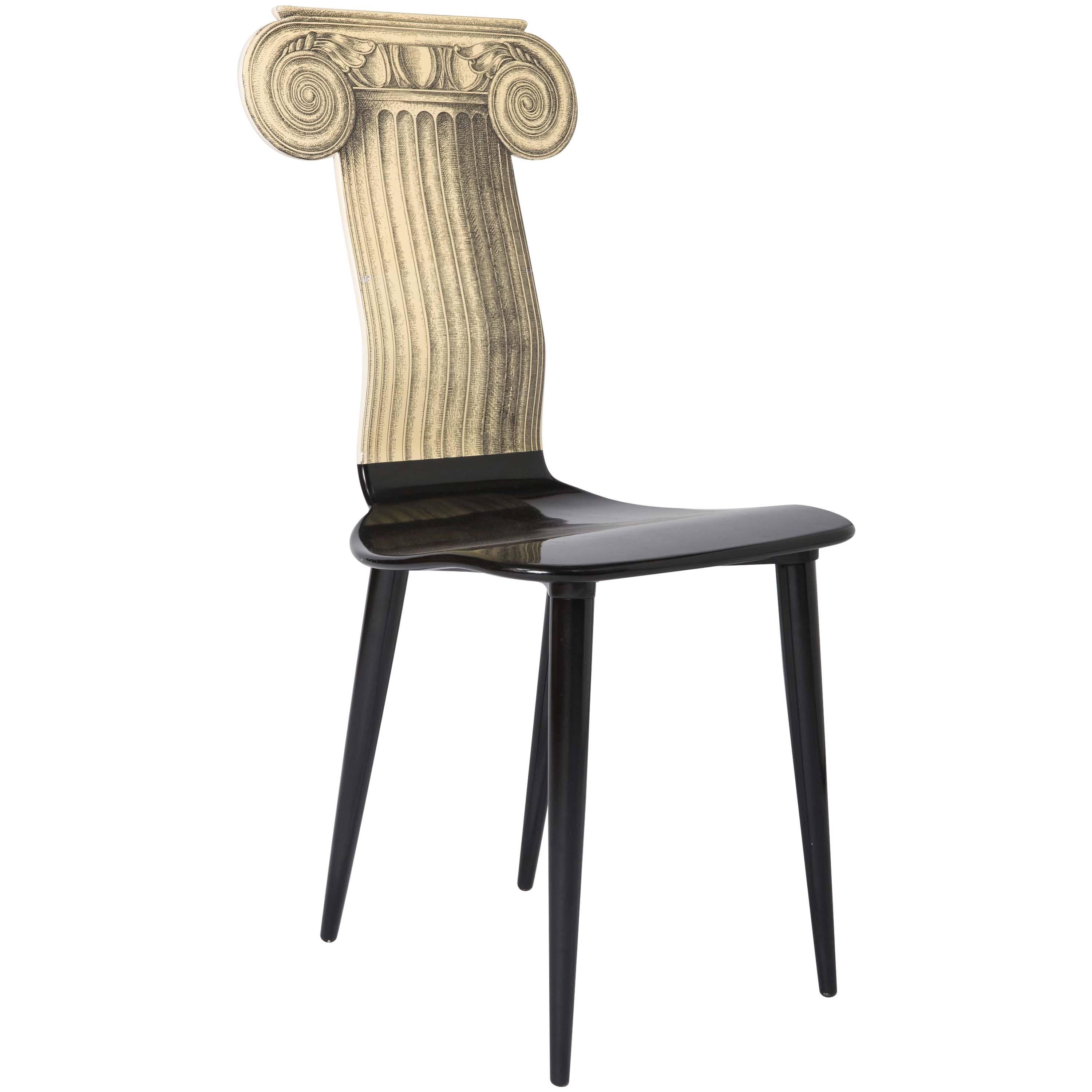Piero Fornasetti cream colored chair “Cappiello Ionico”, Italy circa 1960 For Sale