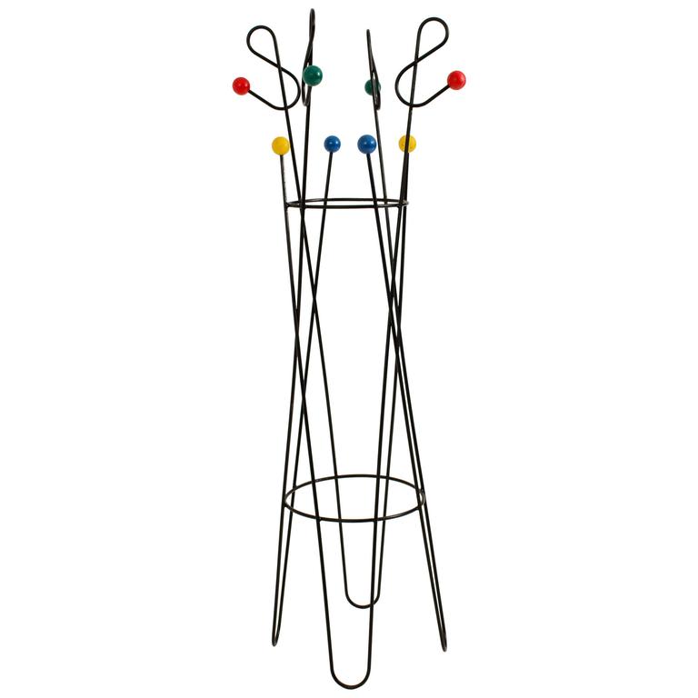 MidCentury Modern French Iron Coat Stand by Roger Feraud For Sale at 1stdibs