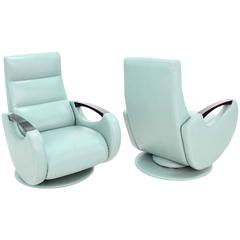 Pair of Mid-Century Modern Leather Recliner Lounge Chairs 10