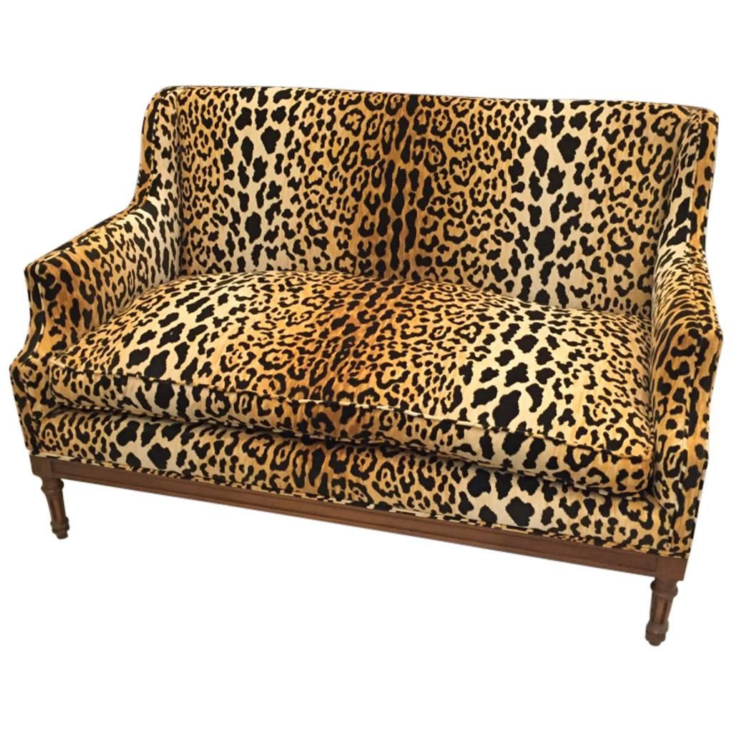 Mid-Century Leopard Print Sofa