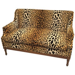 Vintage Mid-Century Leopard Print Sofa