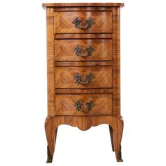 Petite French Louis XV Style Rosewood Marquetry Lingerie Chest or Commode