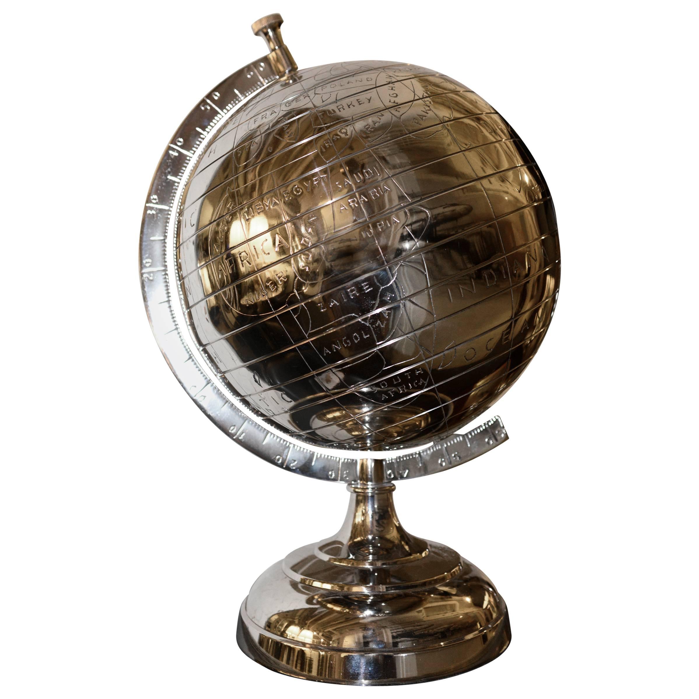 Globe on Base in Nickel Finish or in Antique Brass Finish