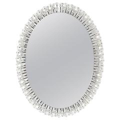 Large Oval Palwa/ Stejnar Backlit Flower Crystal Mirror, 1950s