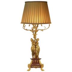 French 19th Century Louis XVI st. Belle ÉPoque Period Ormolu and Marble Lamp