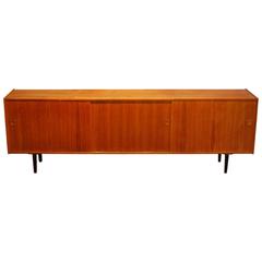 Long Danish Modern Low Teak Credenza, circa 1960