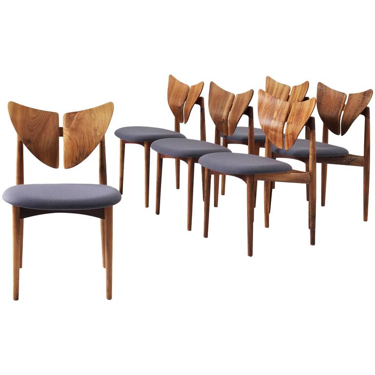 Kurt Østervig Set of Six Dining Chairs in Walnut at 1stDibs