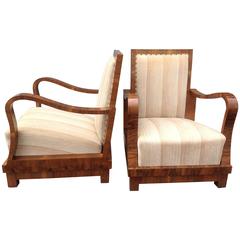 Antique Pair of Art Deco Club Chairs