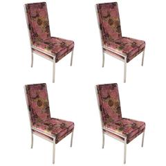 Set of Four Aluminum Frame Highback Chairs with Jack Lenore Larsen Fabric