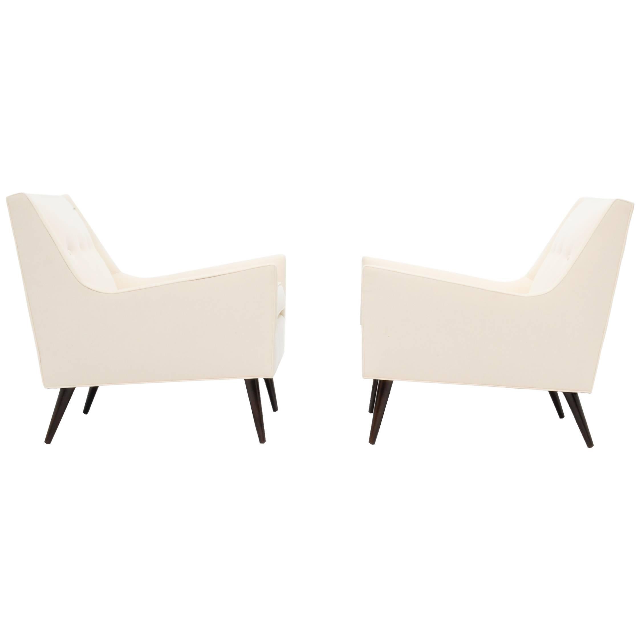 Pair of Milo Baughman Club Chairs with Elegant Lines and Style