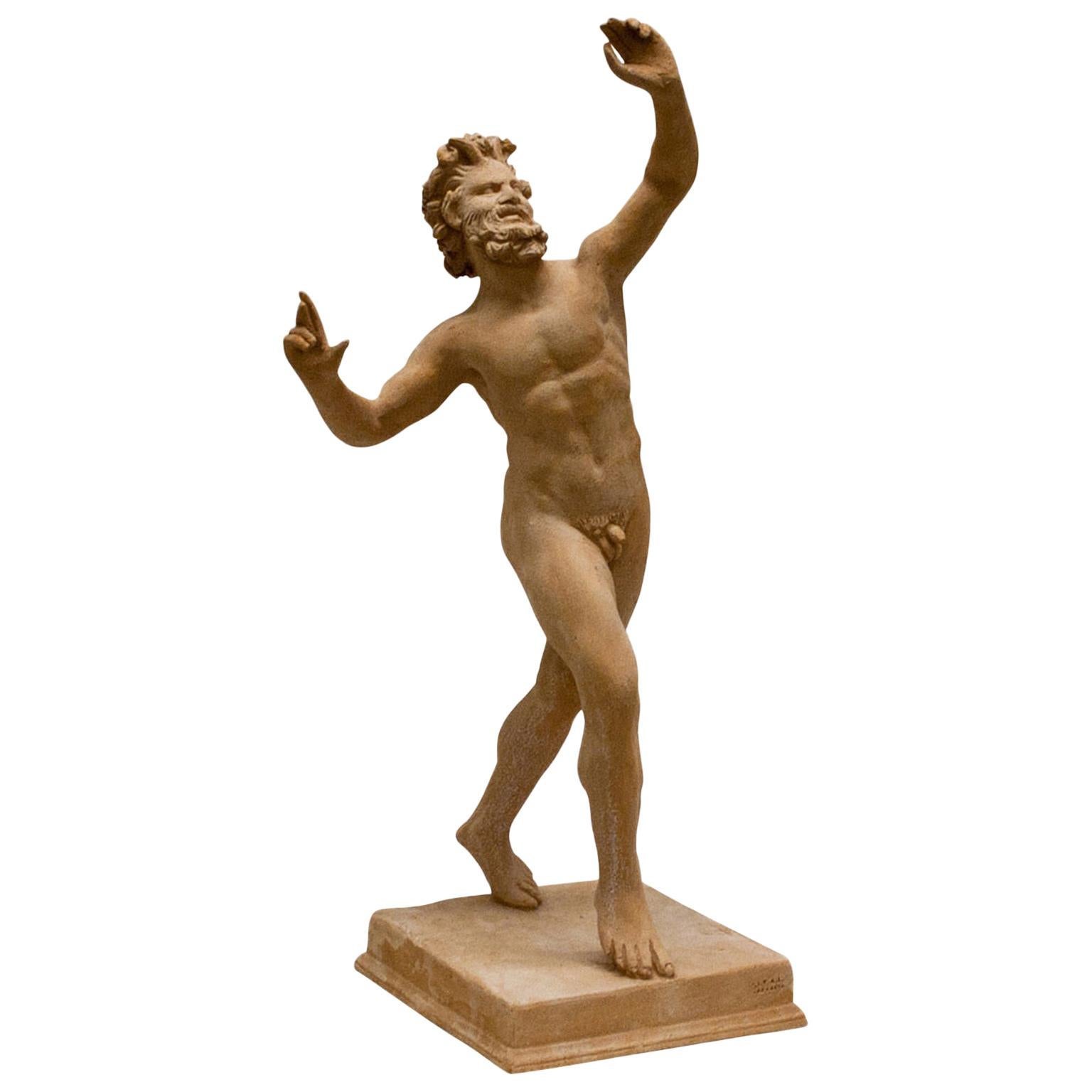 Italienische Satiro- Danzante-Statuette des 20. Jahrhunderts – Vintage-Terrakotta-Skulptur aus Terrakotta