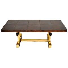French Leather and Brass Coffee Table 11