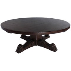 Dos Gallos Custom Carved Round Pedestal Winery Coffee Table