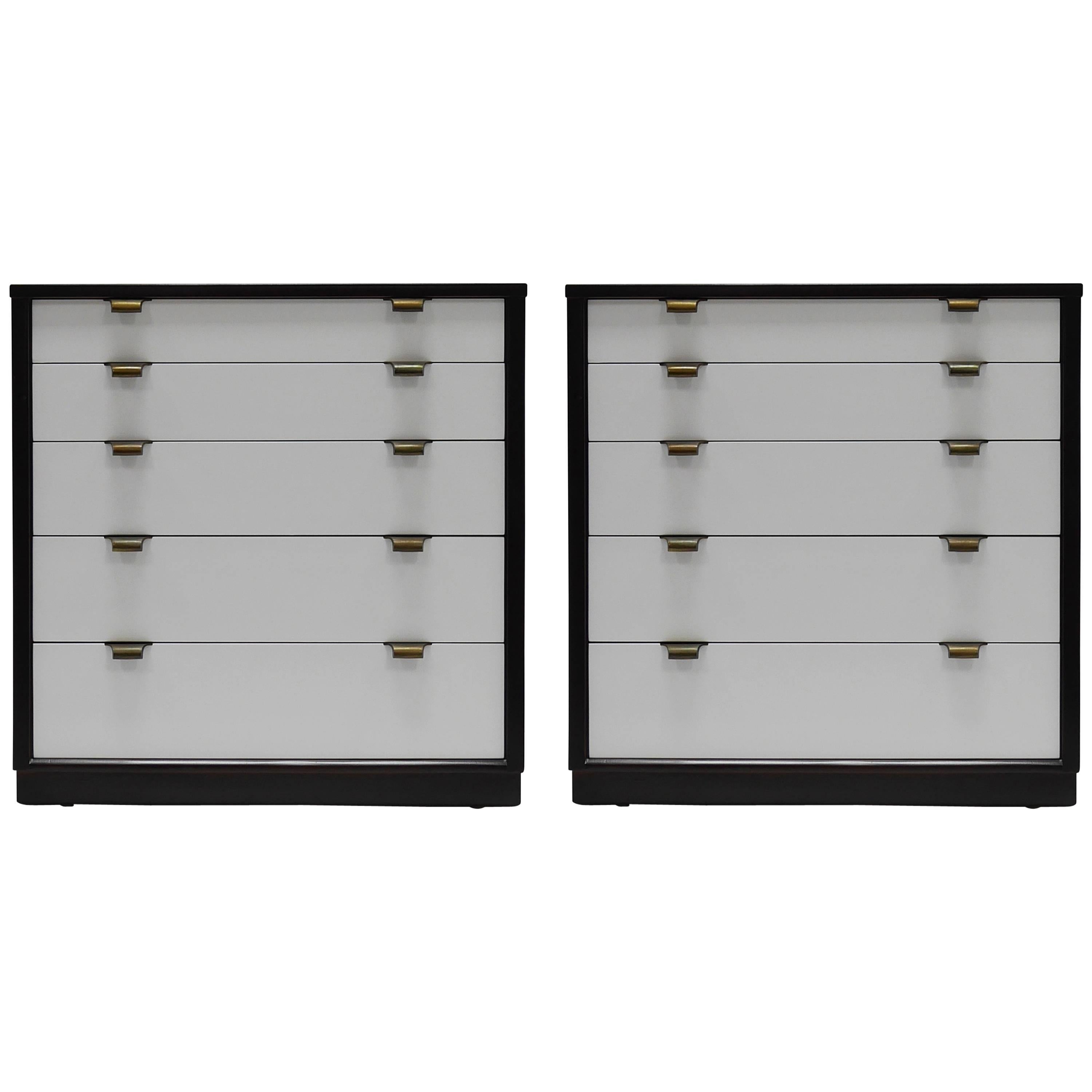 Pair of Dressers in Walnut and White Lacquer by Edward Wormley