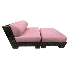 Maitland Smith Tesselleted Stone And Brass Chaise Longue