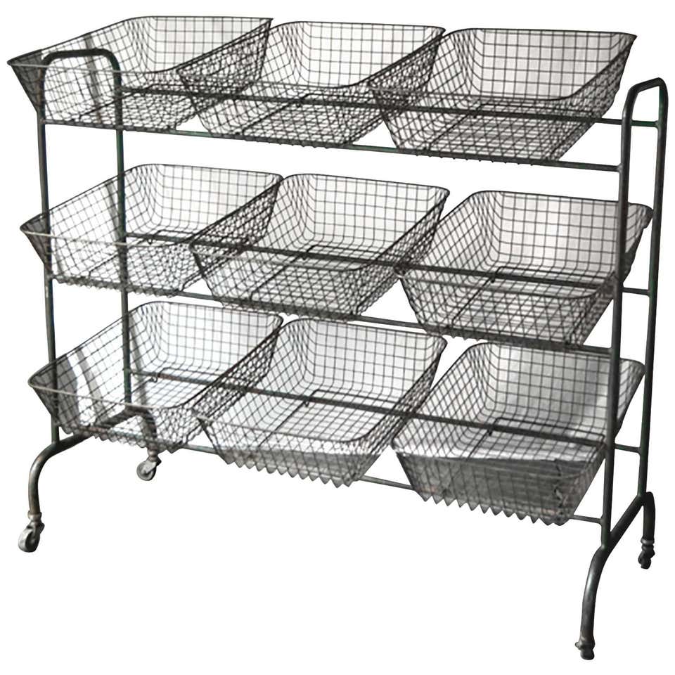 Vintage Metal Storage Rack with Green Paint For Sale at 1stDibs | metal ...