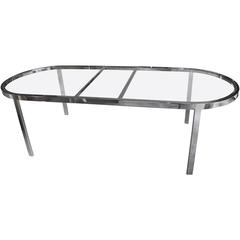 Milo Baughman Racetrack Chrome Dining Table with Two Leaves