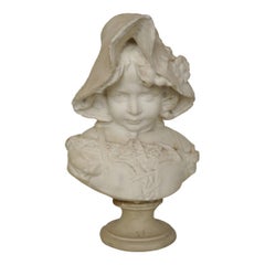 Italian 19th Century Marble Bust of a Girl by Pugi of Firenze