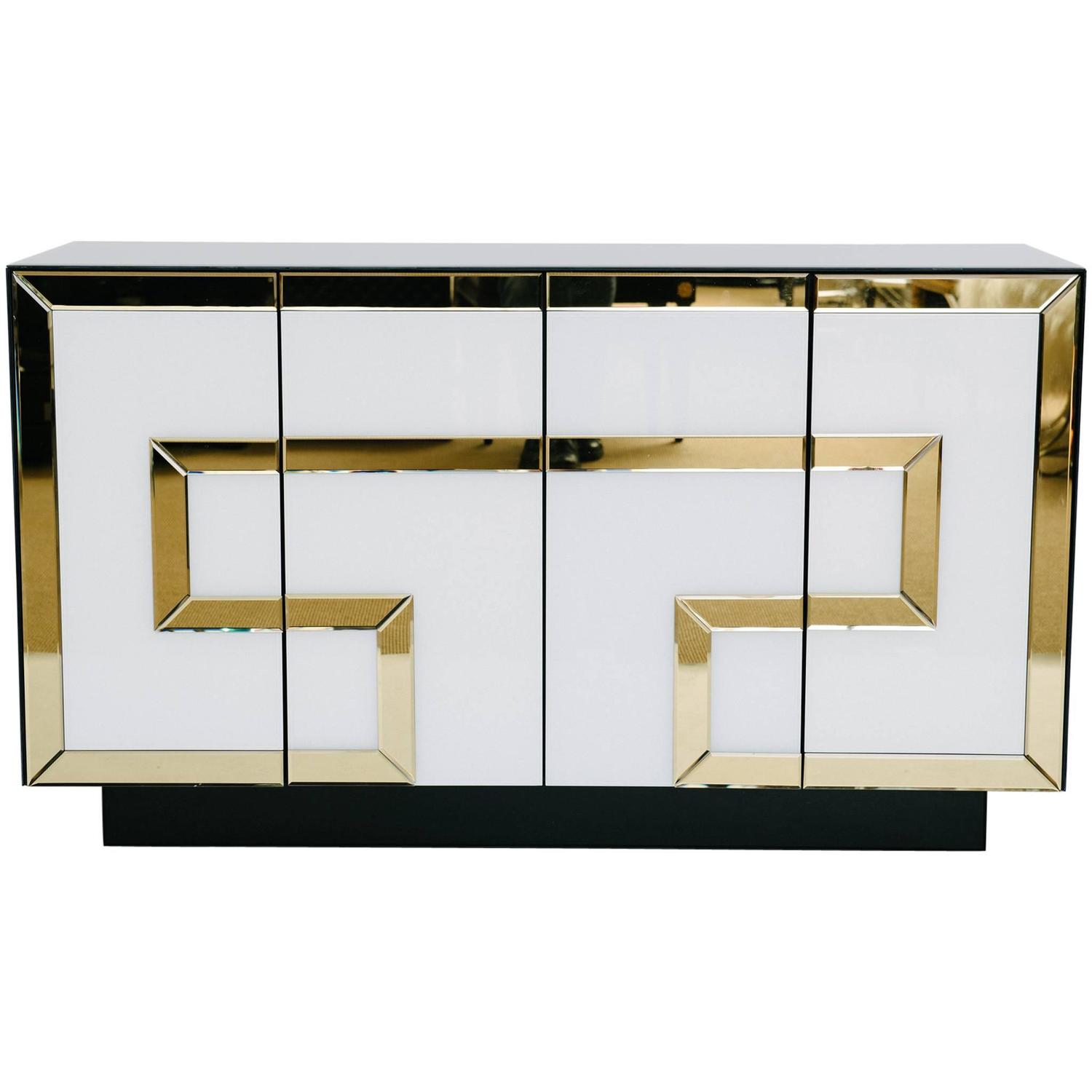 Italian Glass and Mirror Credenza at 1stdibs