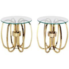 Pair of Sculptural Brass Side Tables Pair of Sculptural Brass Side Tables