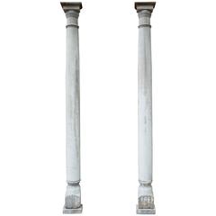 Tall Pair of Architectural Pilasters, Original Weathered Paint