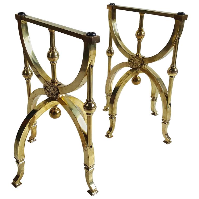 Hollywood Regency Polished Brass Table Bases at 1stDibs