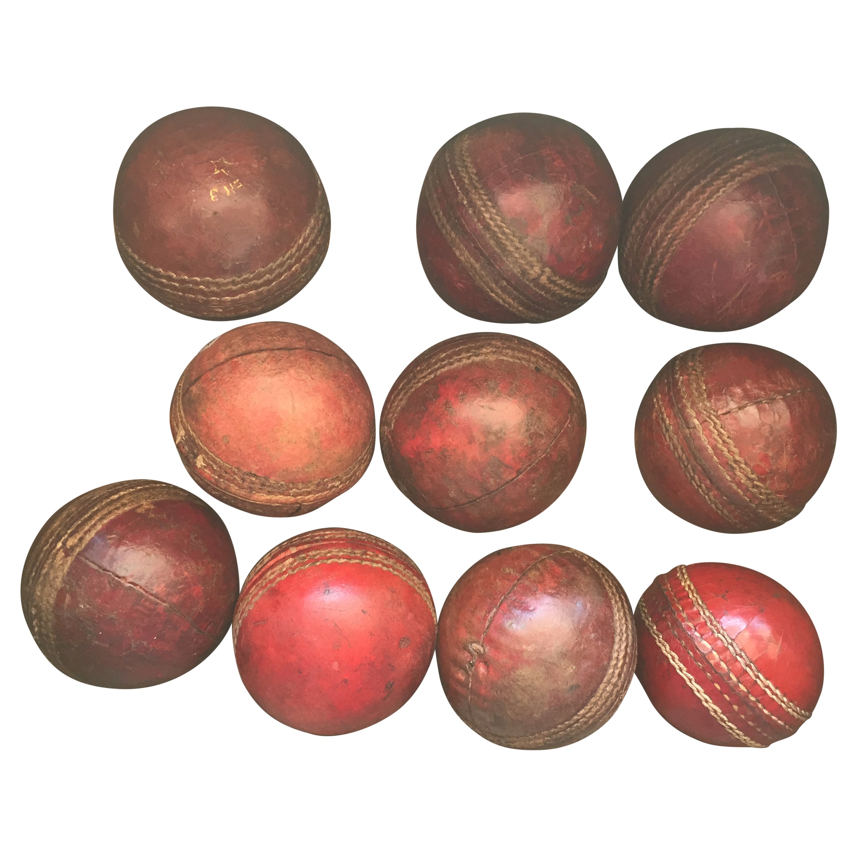 Set Of Vintage Leather Cricket - Cricket Ball Lamp Base Set Of Vintage Leather Cricket - Cricket Ball Lamp Base