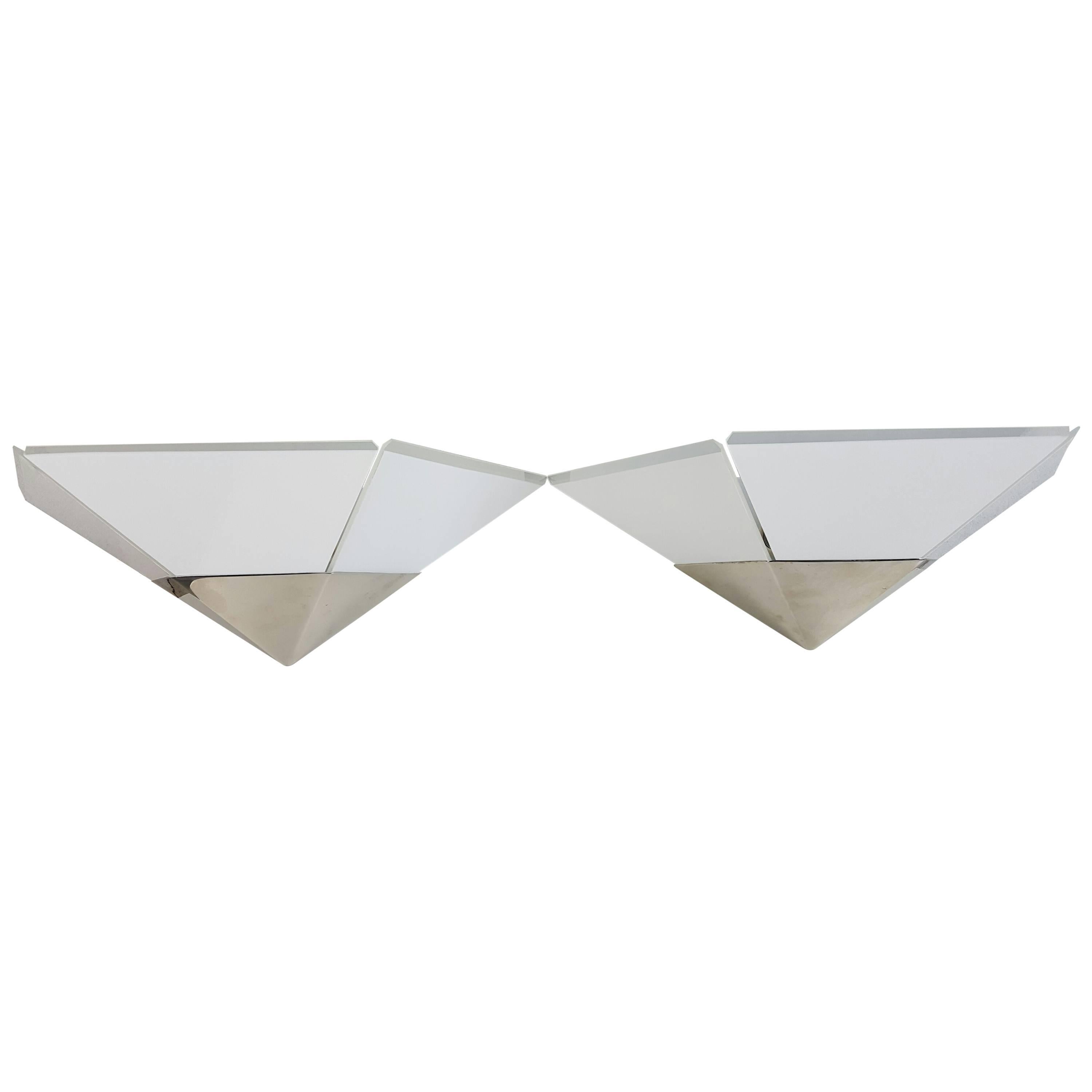 Contemporary Art Deco Style Frosted Glass and Chrome Sconce, George Kovacs For Sale