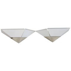 Lámpara Contemporánea de Cristal Esmerilado y Cromo Estilo Art Decó, George Kovacs