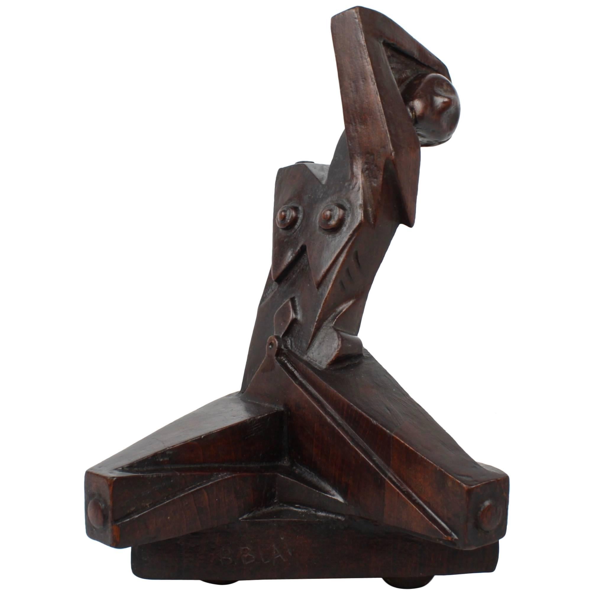 Cubist Wood Sculpture of a Nude by Russian American Sculptor Boris Blai, 1930s For Sale