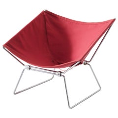Pierre Paulin Rare Red Canvas Easy Chair for Polak