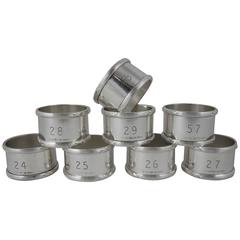 Retro Sheffield Place Number Silver Plate Napkin Rings, Set of Eight