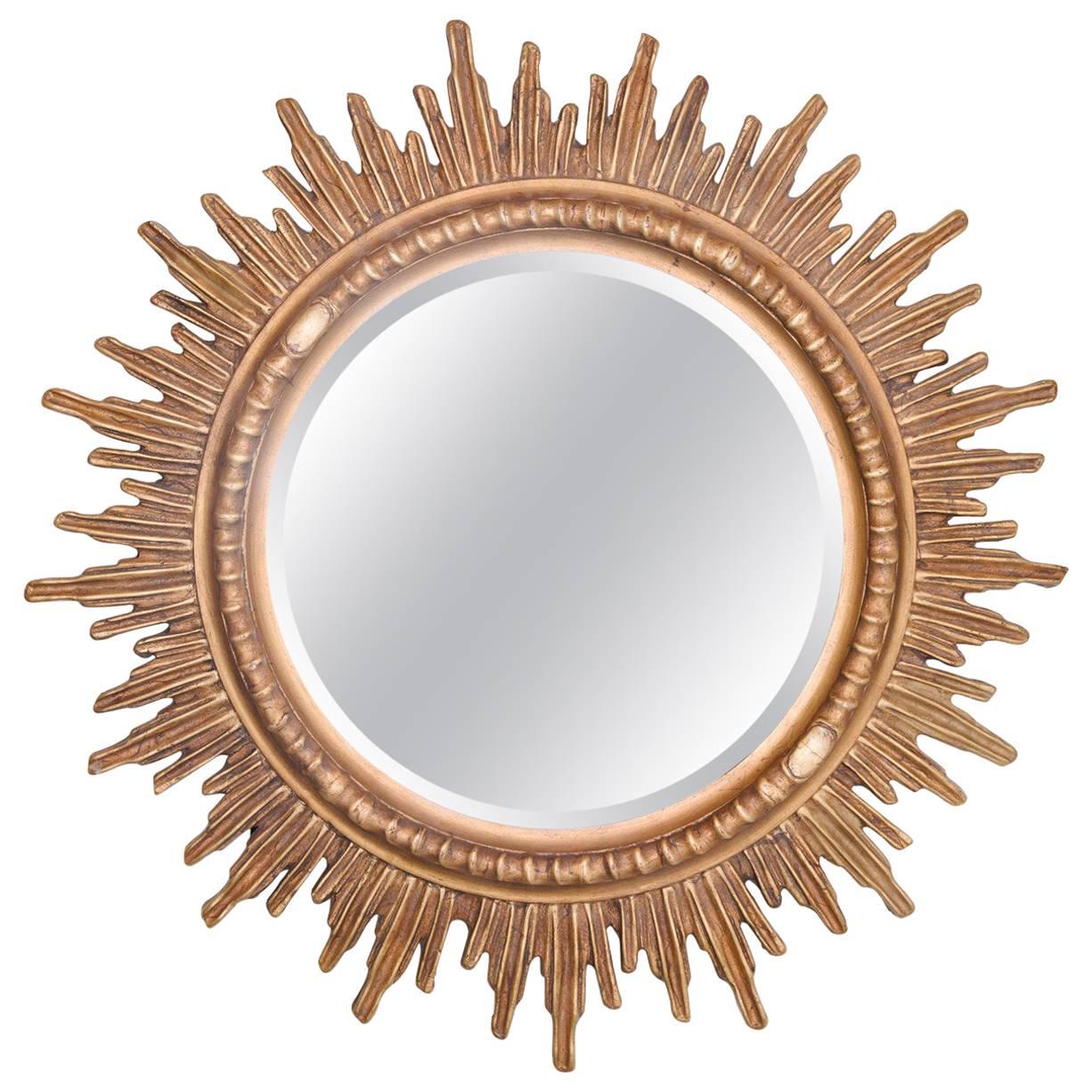 Mid-Century French Gilt Sunburst Mirror