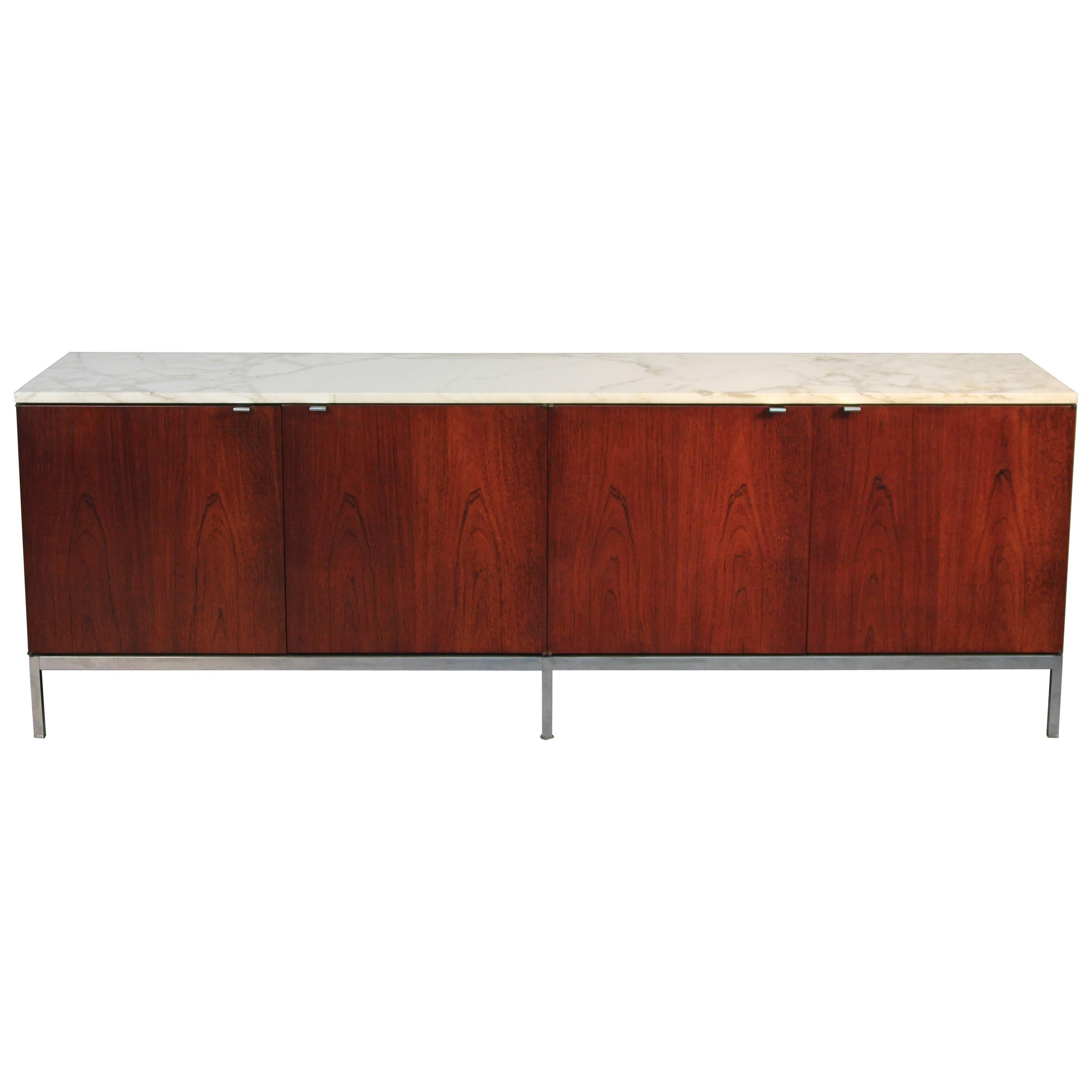 Florence Knoll Marble-Top Rosewood Cabinet Sideboard