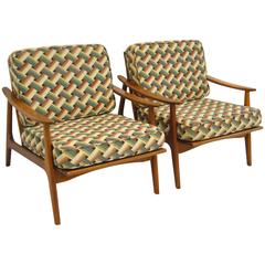 Pair of Hans Wegner Style Danish Teak Arm Chairs with Fagas Straps