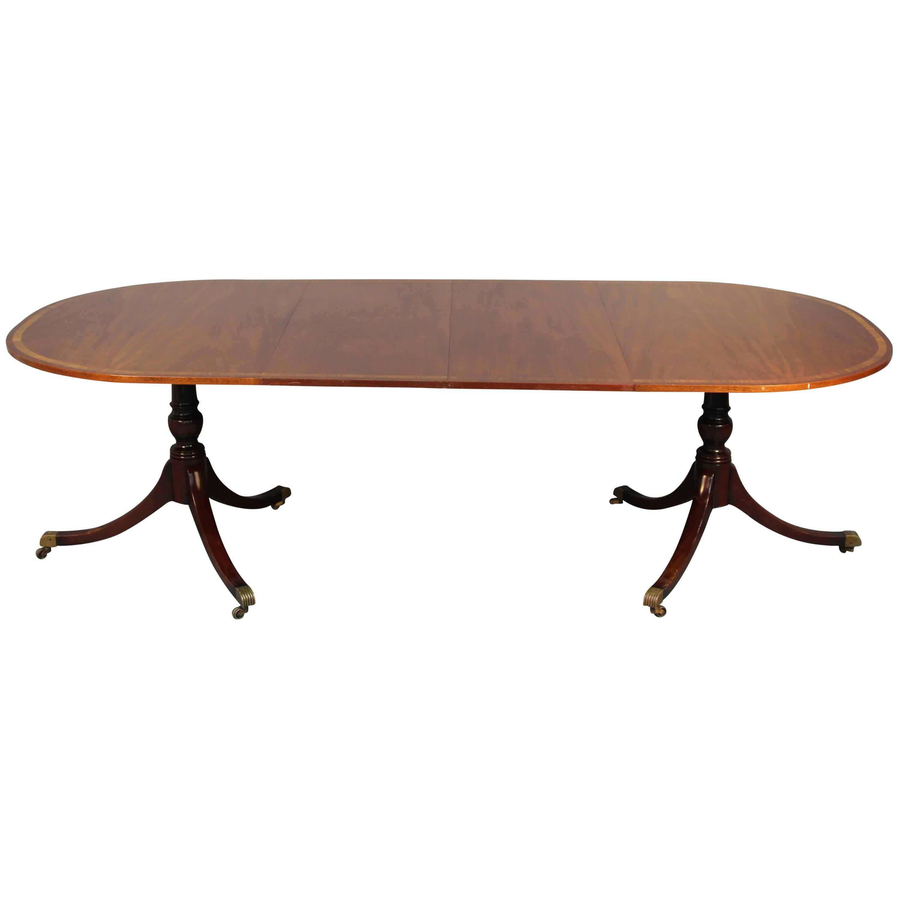 Double Pedestal Regency Mahogany Dining Table For Sale