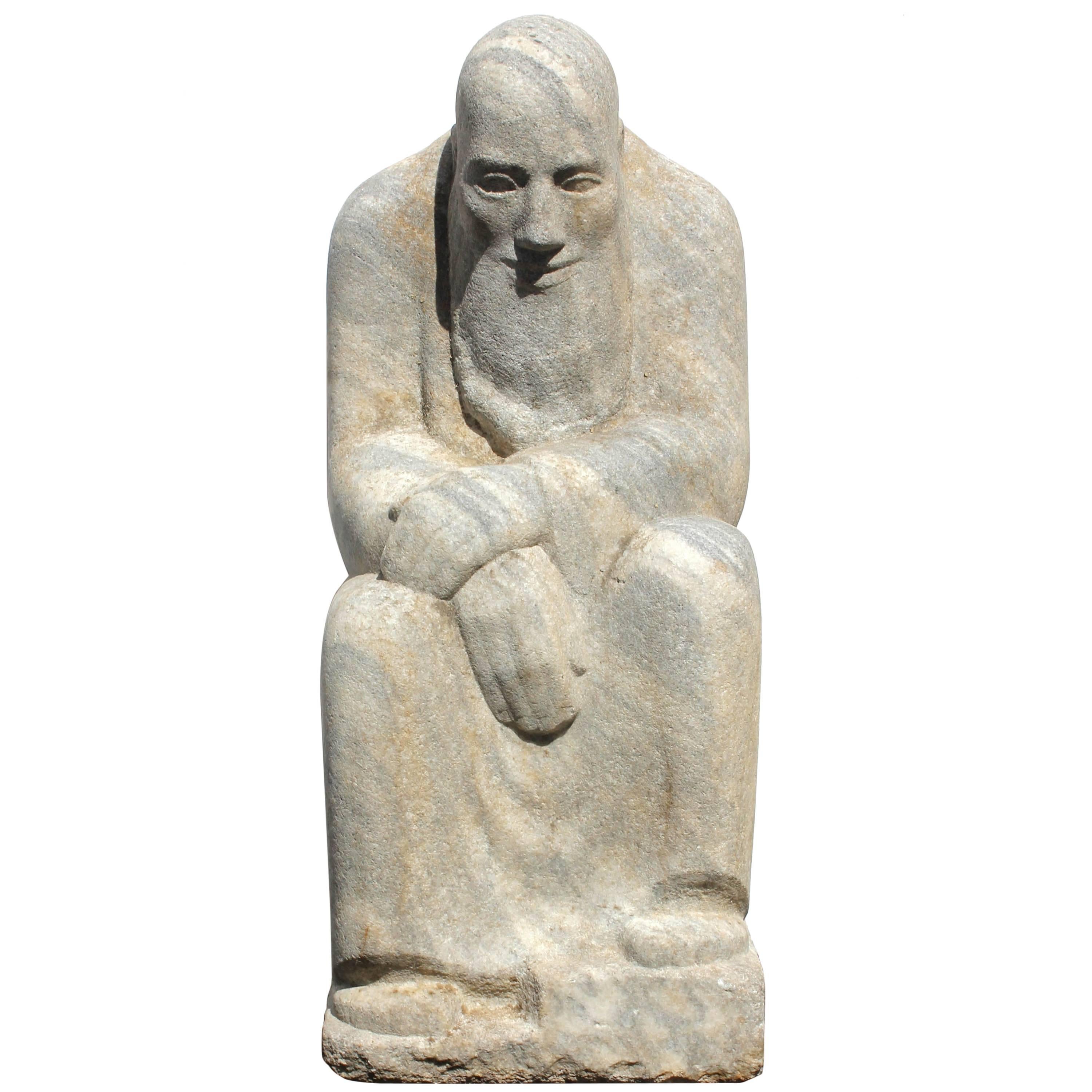 "Old Man Time" Modernist Granite Garden Sculpture