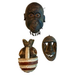 Trio von Vintage-Masken Yombe + Dan Kran Afrikanische Kunst