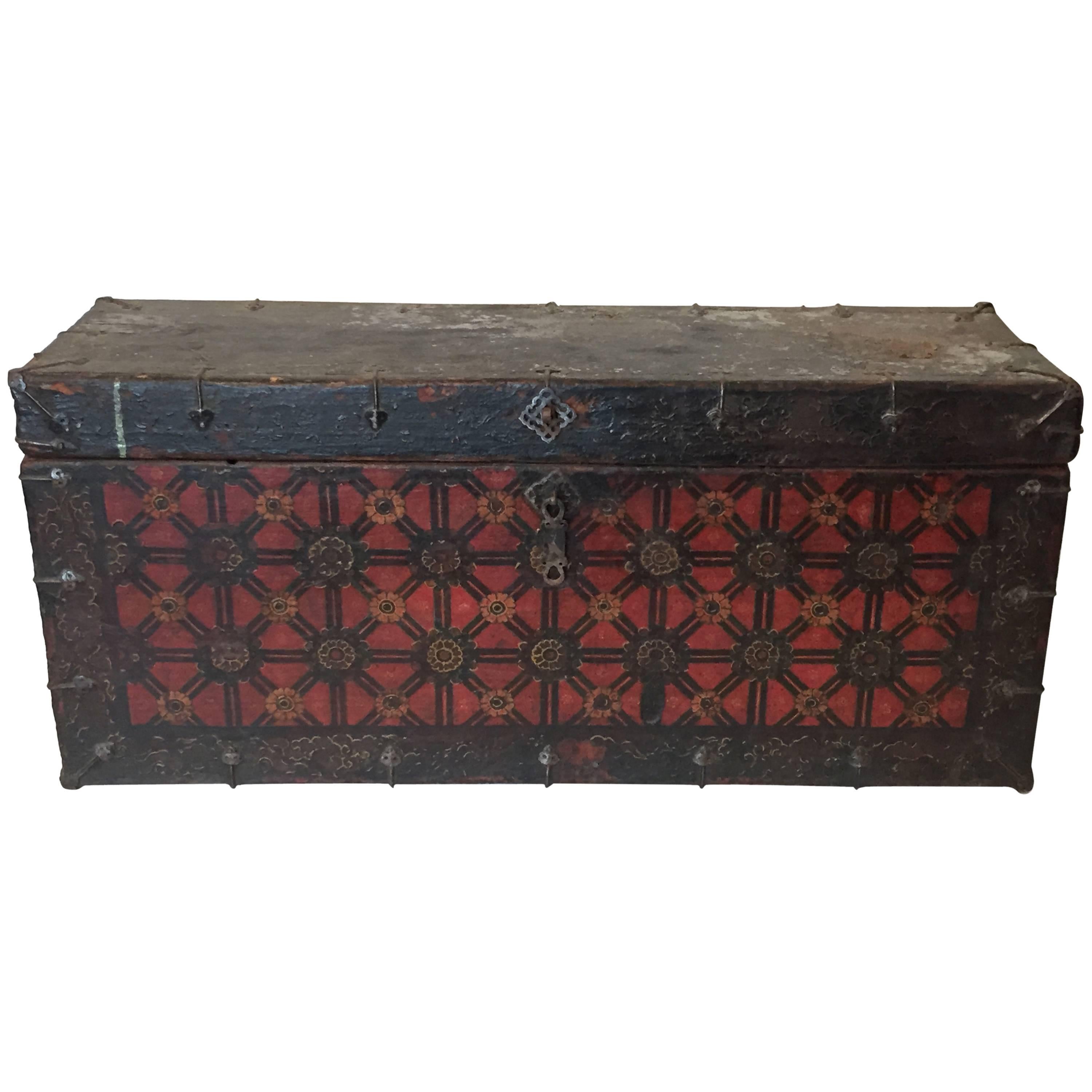 19th Century Painted Tibetan Trunk