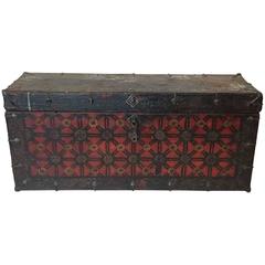 Antique 19th Century Painted Tibetan Trunk