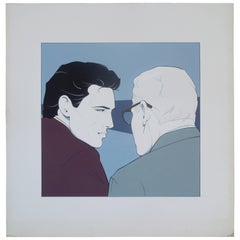 Important Patrick Nagel Peinture unique à l'acrylique sur panneau:: années 1980