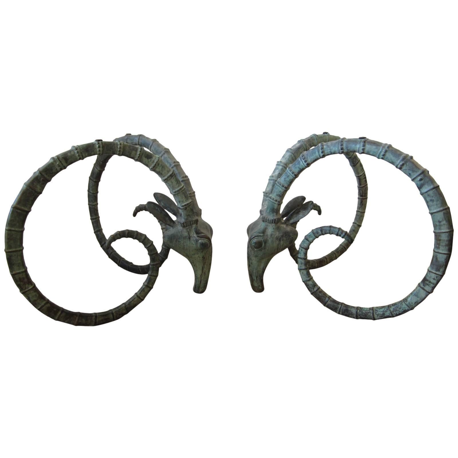 Pair of Patinated Bronze Ibex Dining Table Bases by Alain Chervet For Sale