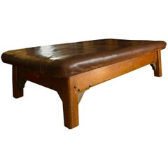 Vintage Leather and Wood Gym Bench