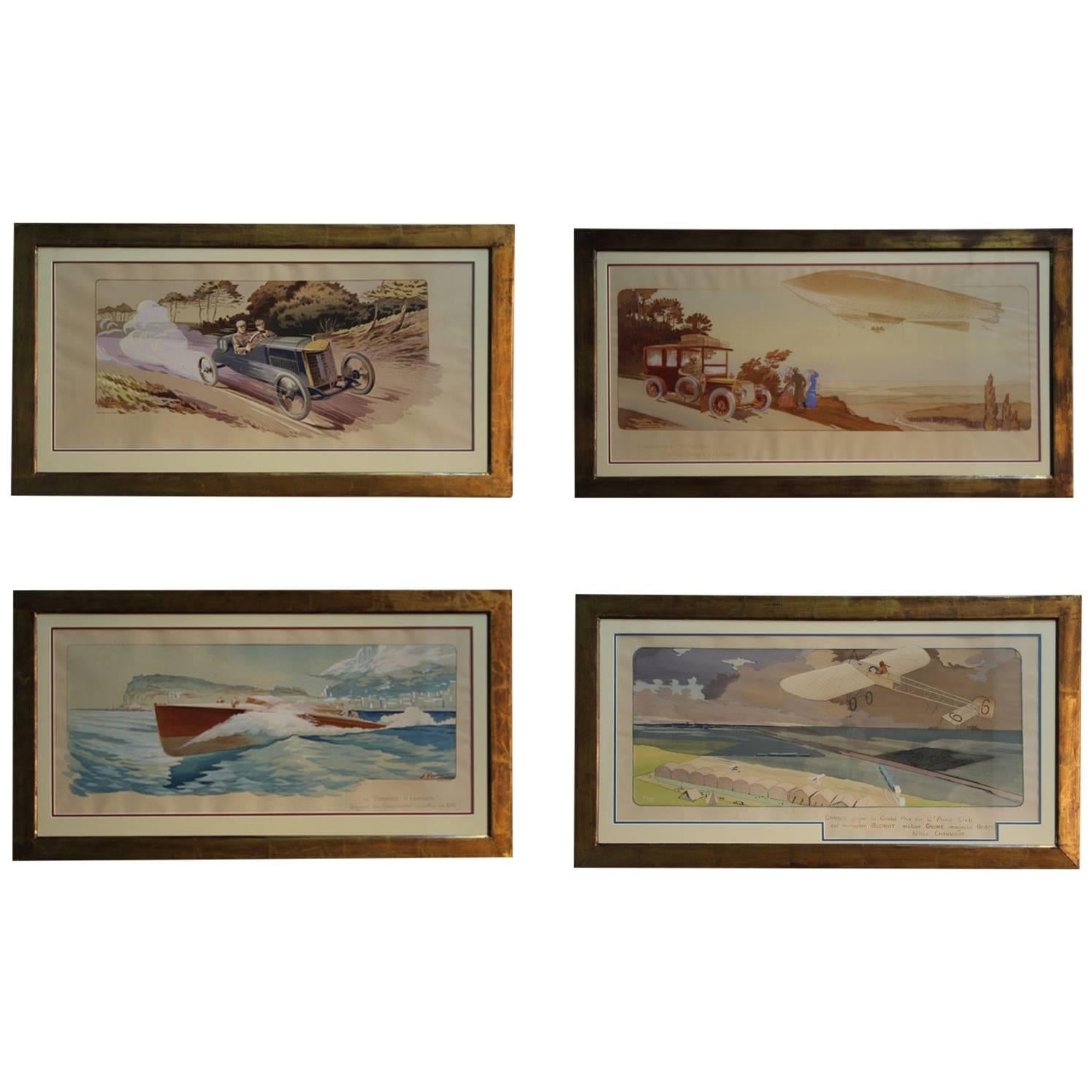 Vintage Set of French Mobility Lithographs For Sale