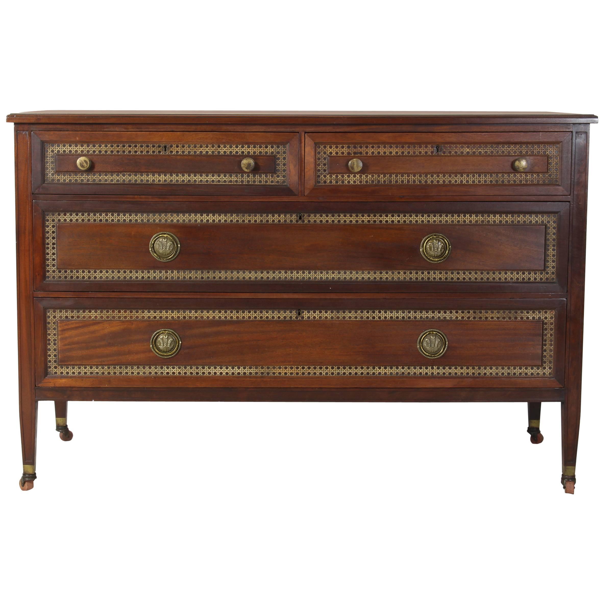 Large Mahogany and Cane Chest of Drawers