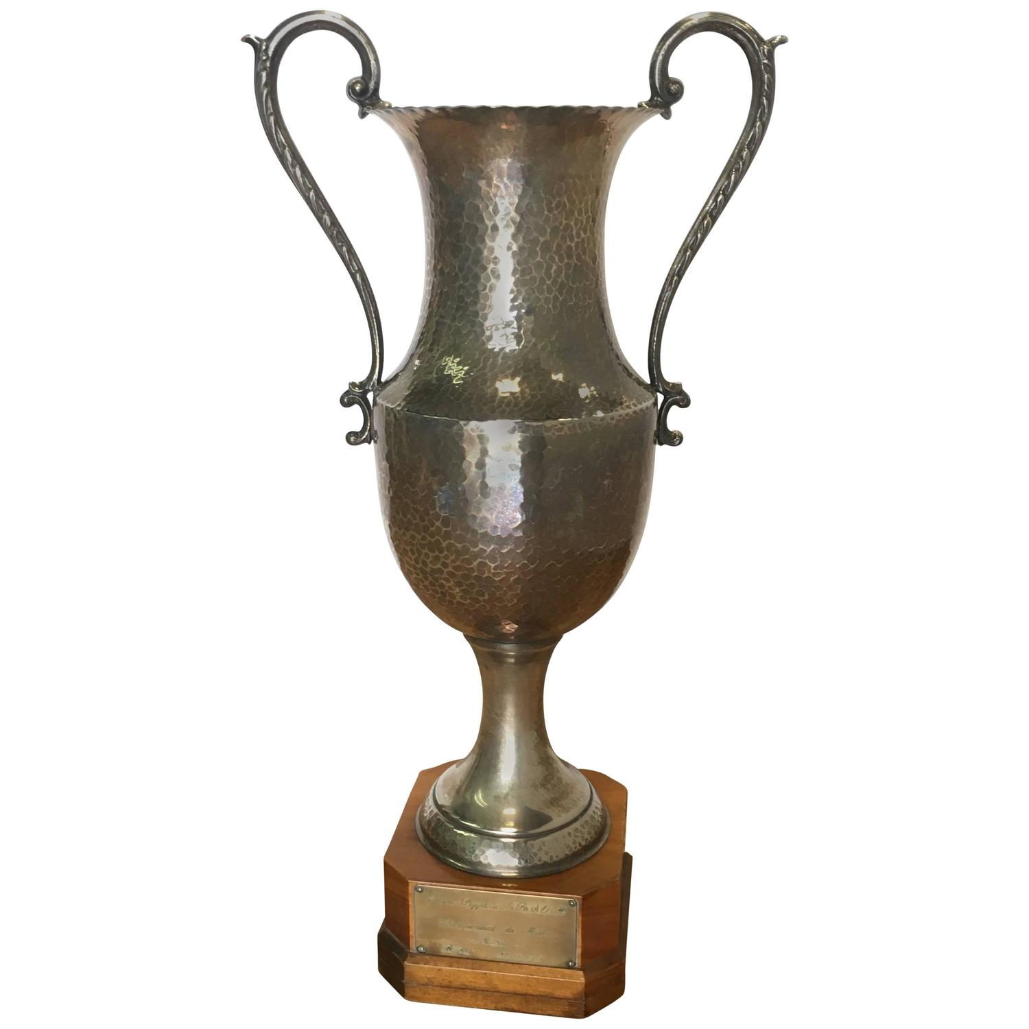 Vintage Trophy on Wooden Base For Sale at 1stdibs